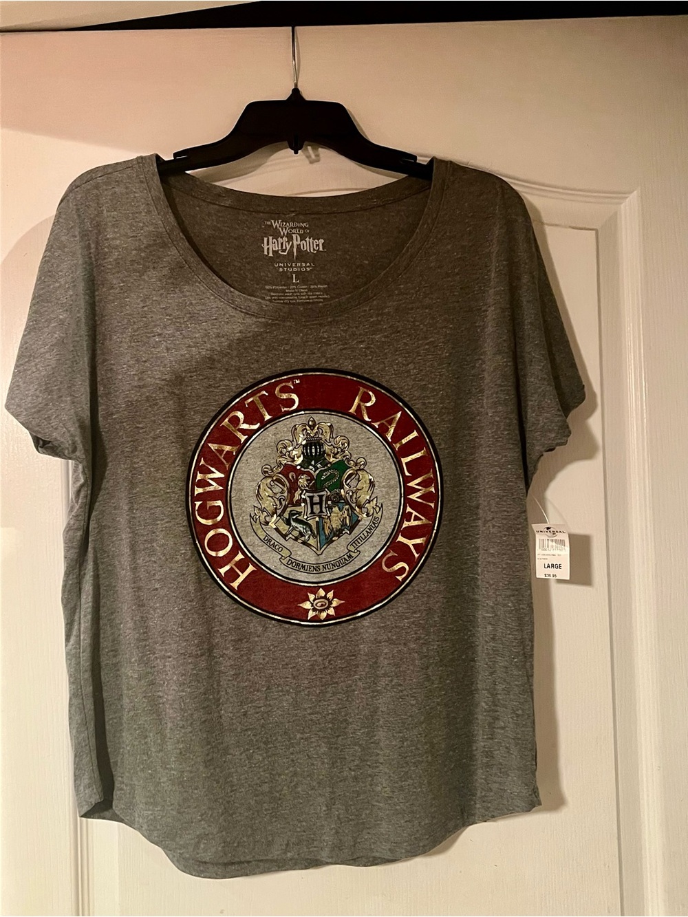 Harry Potter Hogwarts Railways Grey Graphic Tee Women’s Size L